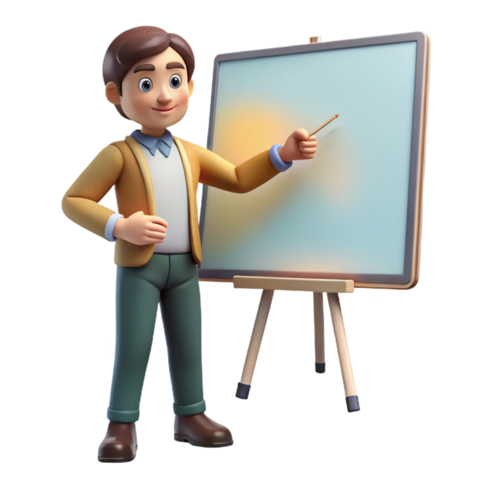 beautiful creative Teacher Writing on Whiteboard Side View Transparent Element premium png