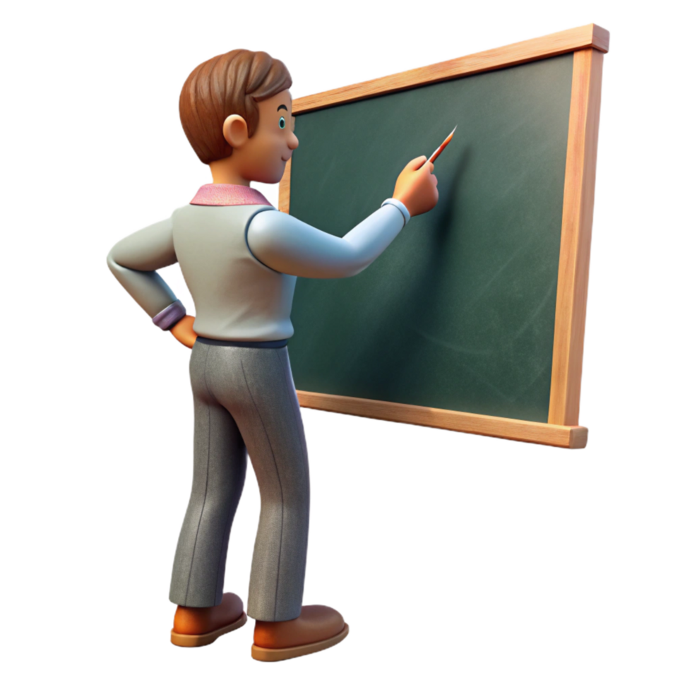 extraordinary artistic Teacher Writing on Chalkboard Side View Isolated professional png
