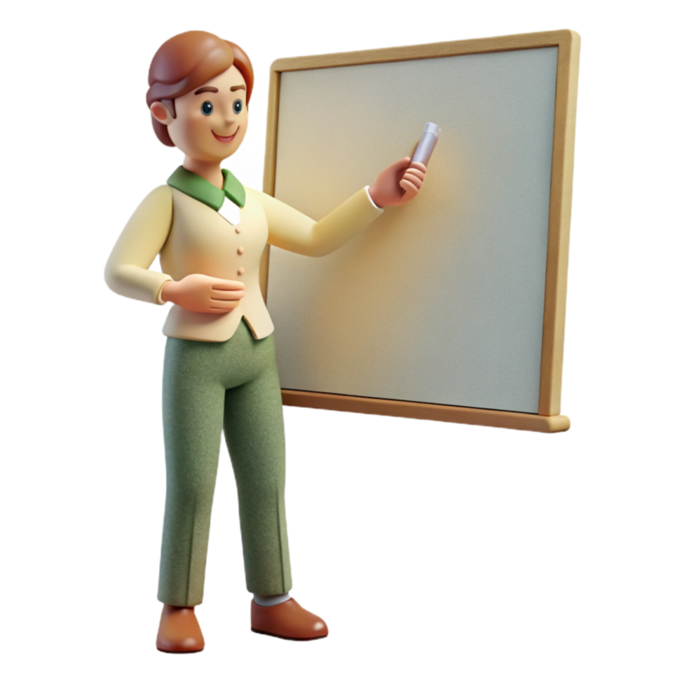 vibrant classic Teacher Writing on Whiteboard Side View Transparent Element professional png