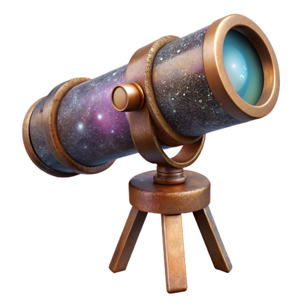 serene vintage Telescope Observing Distant Galaxy Cutout Transparent Background exclusive png