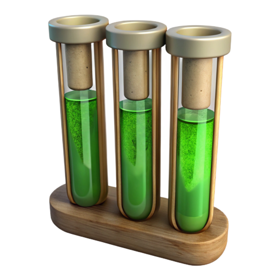elegant rustic Test Tubes Filled with Green Liquid Isolated Element professional png