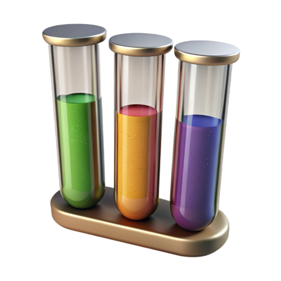 dramatic creative Test Tubes with Colored Liquids Isolated exclusive png