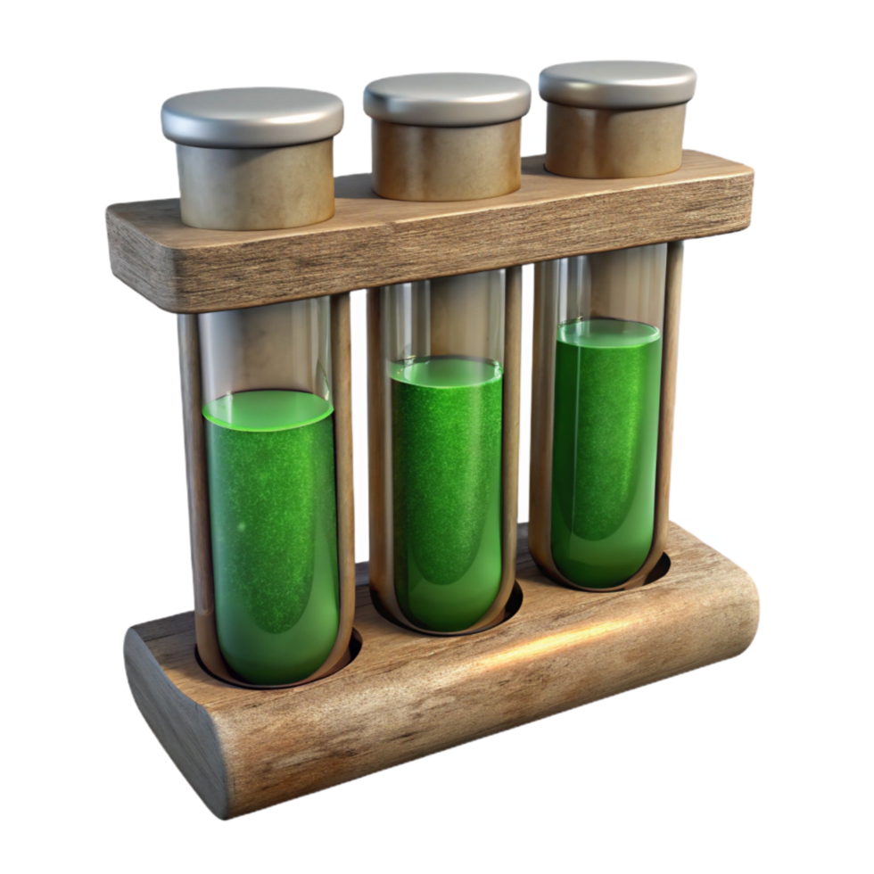 extraordinary artistic Test Tubes Filled with Green Liquid Isolated Element professional png
