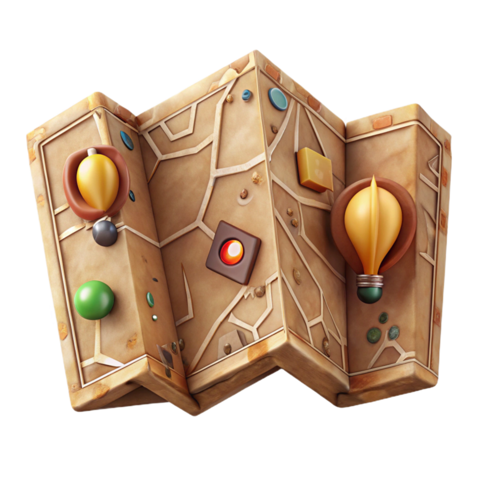 impressive rustic Tourist Map of City Folded Isolated high resolution png