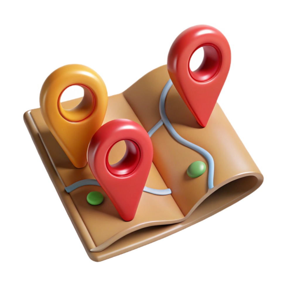magnificent minimalist Tourist Map with Pins Isolated Transparent Background high resolution png