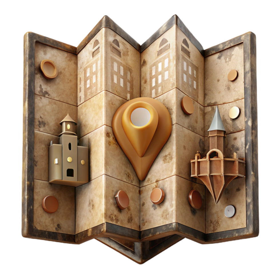 stunning creative Tourist Map of City Folded Isolated high resolution png