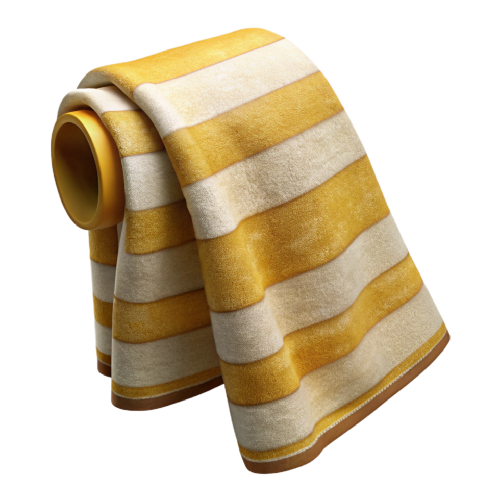 wonderful minimalist Towel Beach Style Striped Yellow and White Cutout 4K png