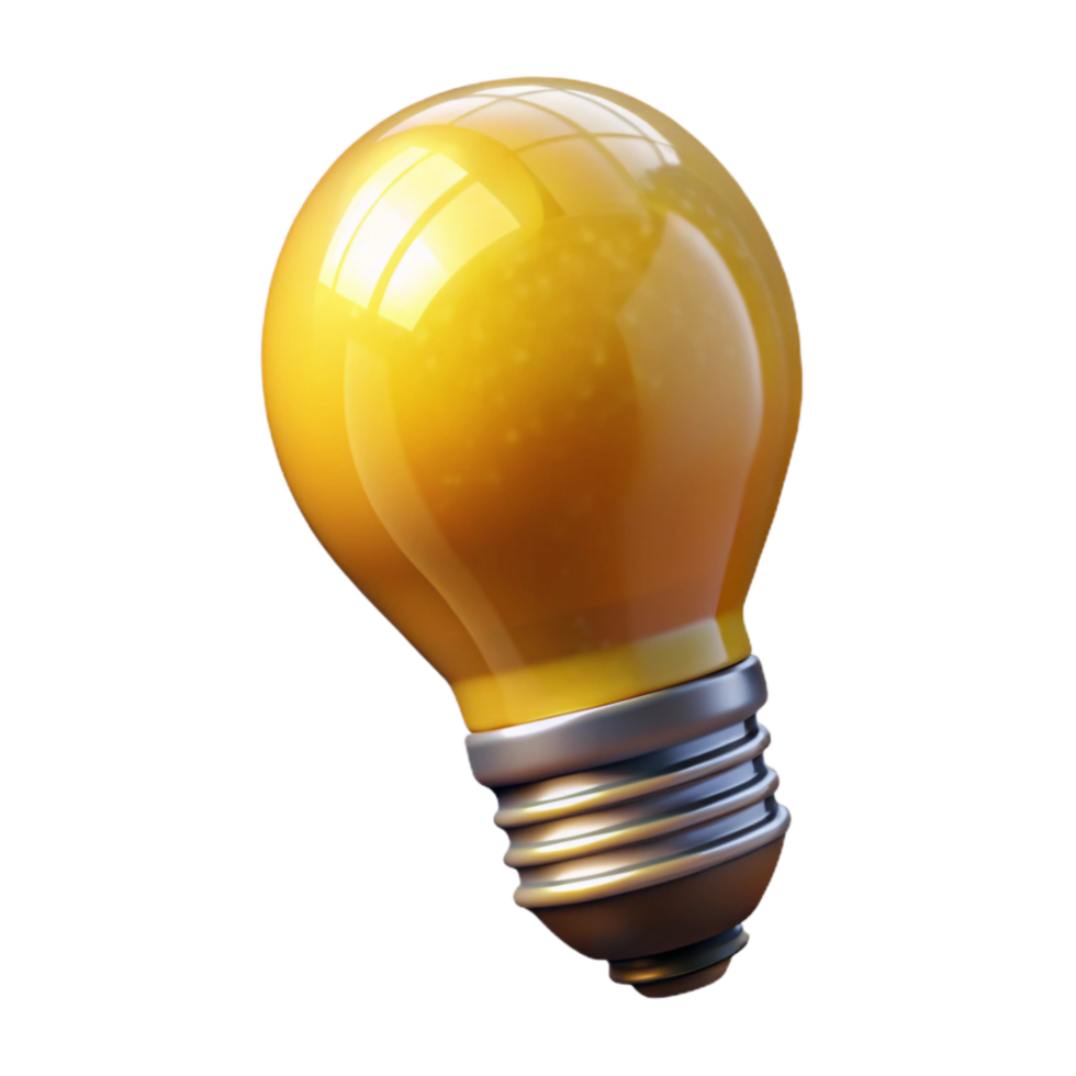 serene minimalist Transparent Background Lightbulb with Yellow Filament high quality png