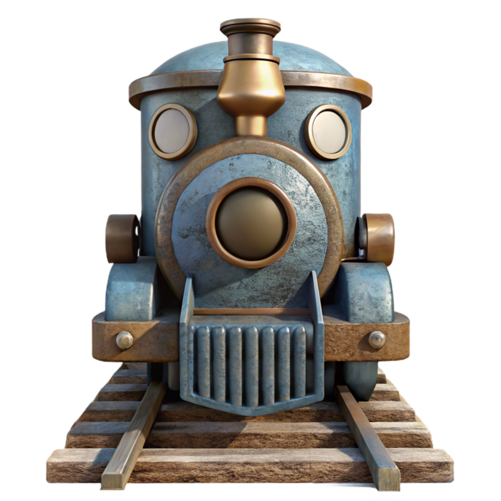 elegant creative Train on Tracks Front View Cutout detailed png