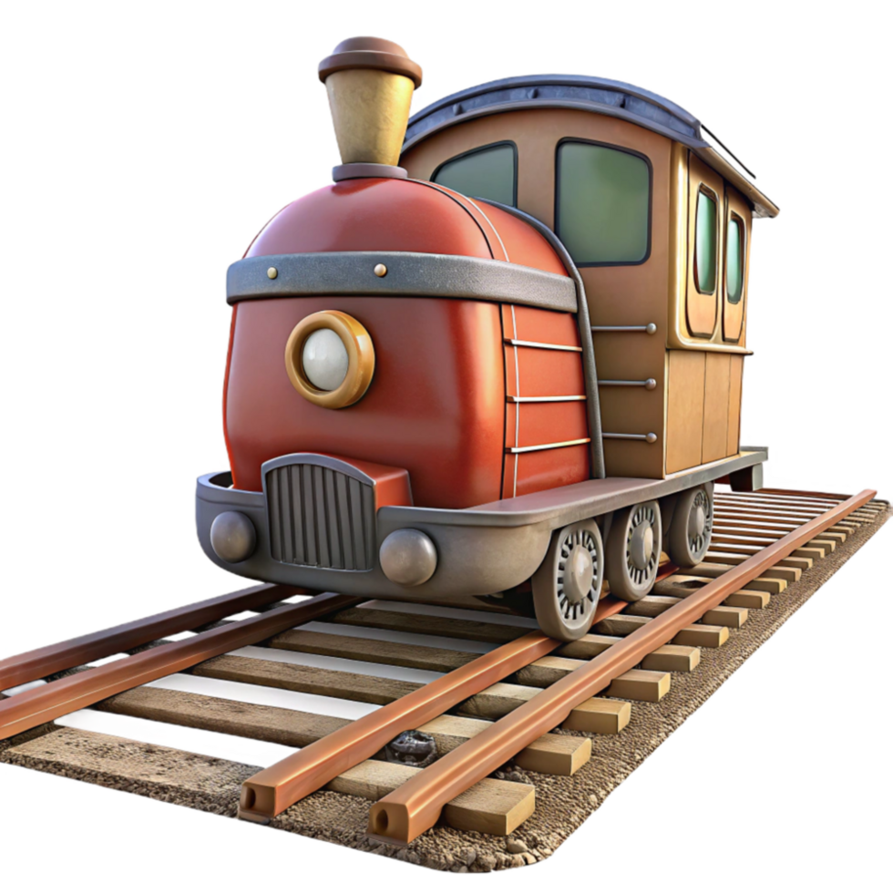 beautiful rustic Train on Railway Tracks Transparent Background 4K png