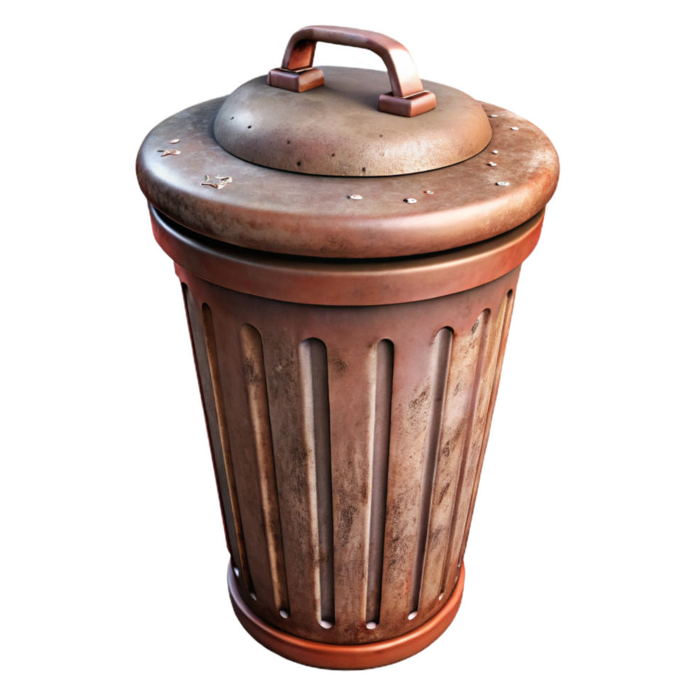 dramatic modern Trash Can with Lid Isolated on Transparent Background professional png