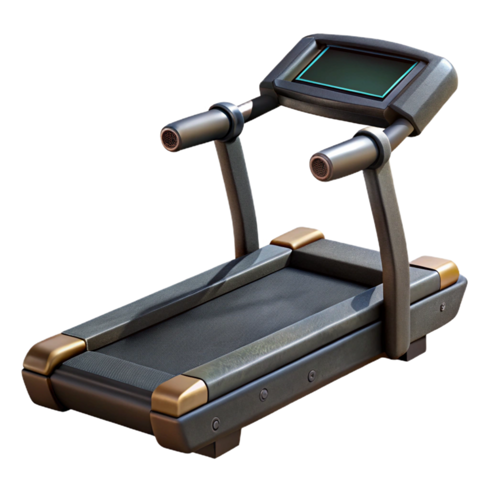 wonderful classic Treadmill Black Isolated on Transparent Background with Display premium png