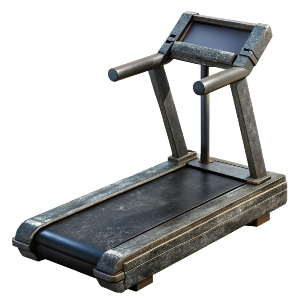 dramatic rustic Treadmill Black Isolated on Transparent Background with Display professional png