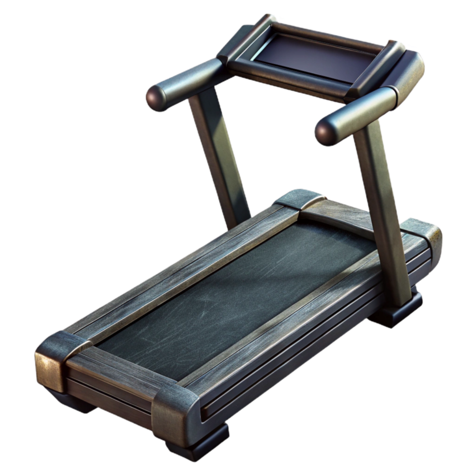 vibrant traditional Treadmill Black Isolated on Transparent Background with Display authentic png