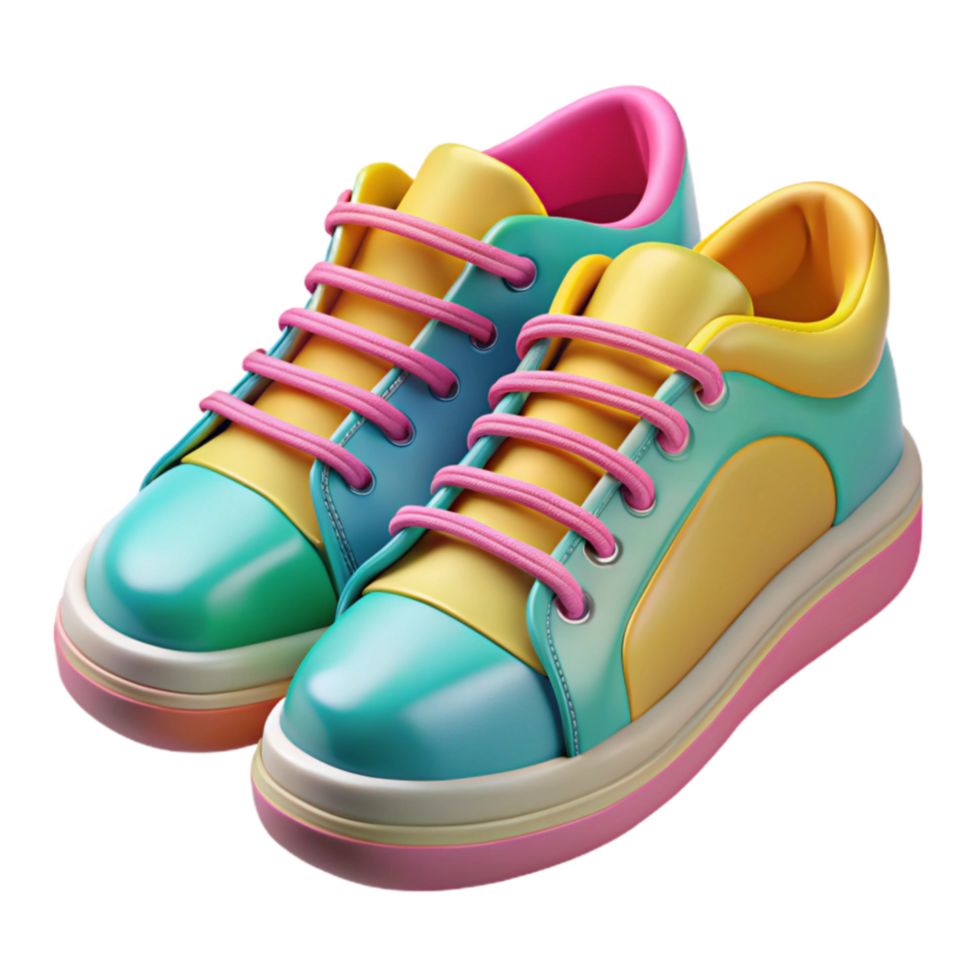 serene traditional Trendy Sneakers with Bright Laces Transparent Background genuine png