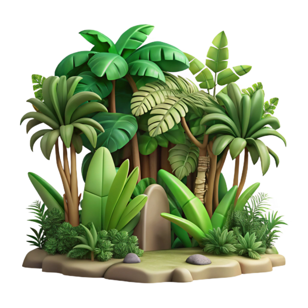 impressive creative Tropical Rainforest Cutout with Green Foliage professional png