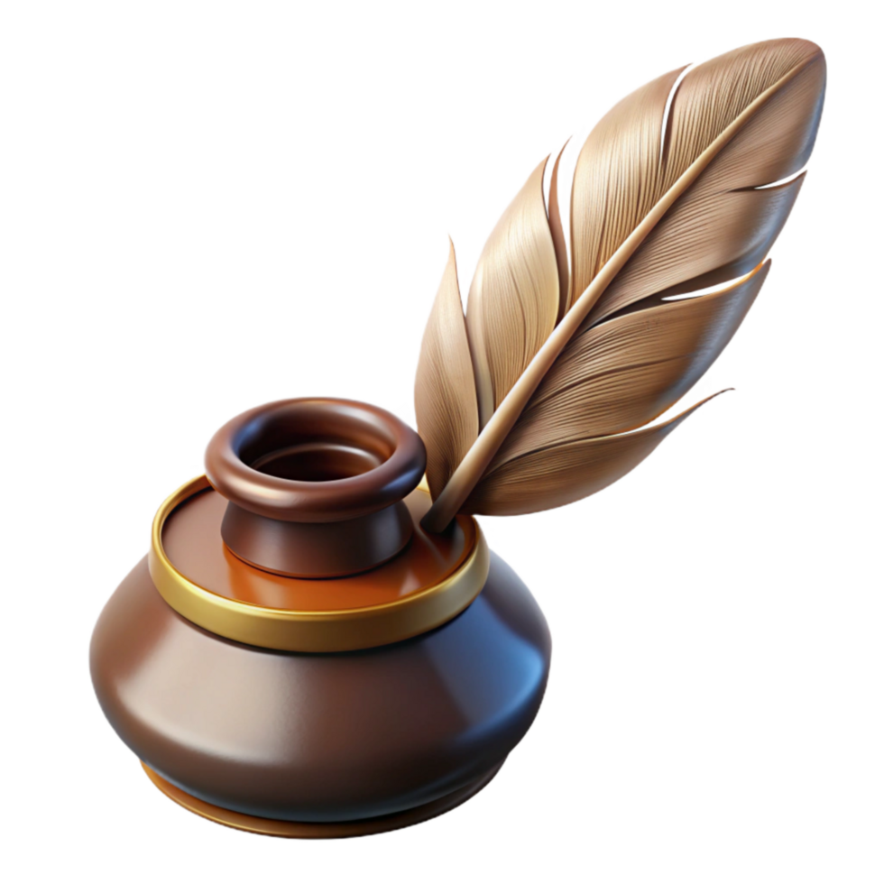 impressive abstract Vintage Quill and Inkwell Front View high quality png