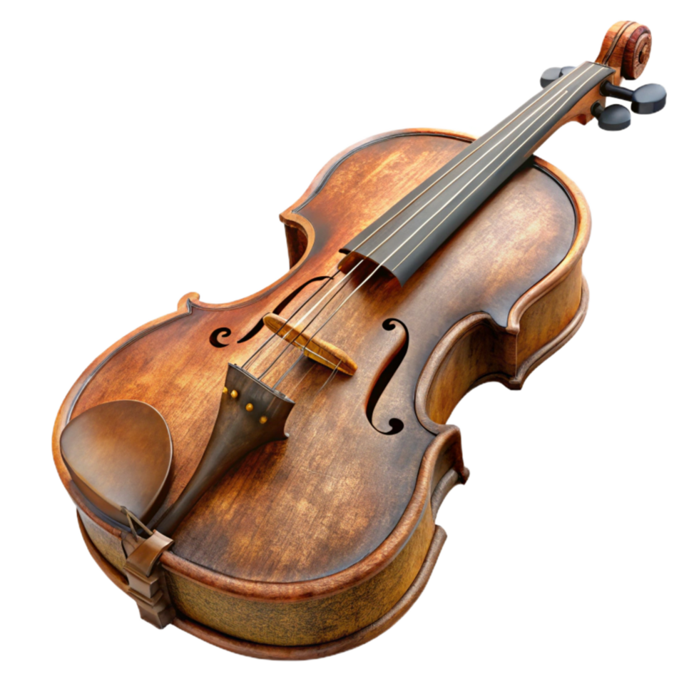 extraordinary abstract Violin with Bow Side Angle View Isolated detailed png