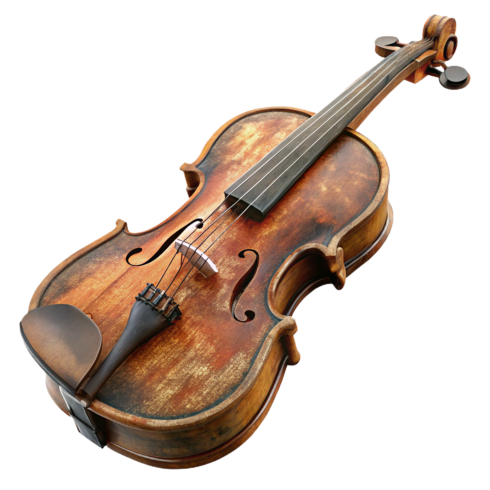elegant creative Violin with Bow Side Angle View Isolated original png