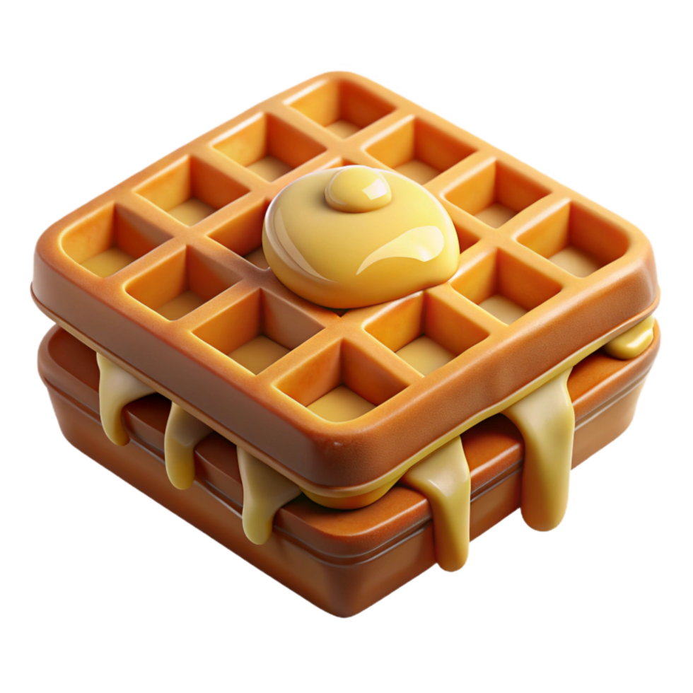 stunning abstract Waffle Isolated with Syrup and Butter high quality png