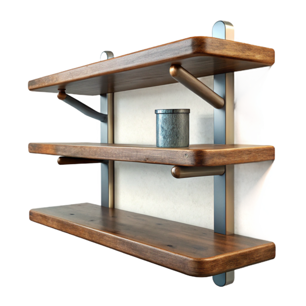 serene classic Wall Mounted Shelves Metal and Wood Transparent Background original png