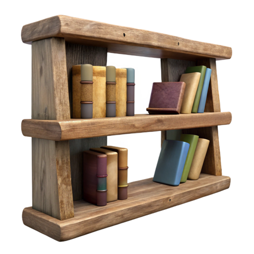 serene abstract Wall Mounted Bookshelf Wooden Design Transparent Background genuine png