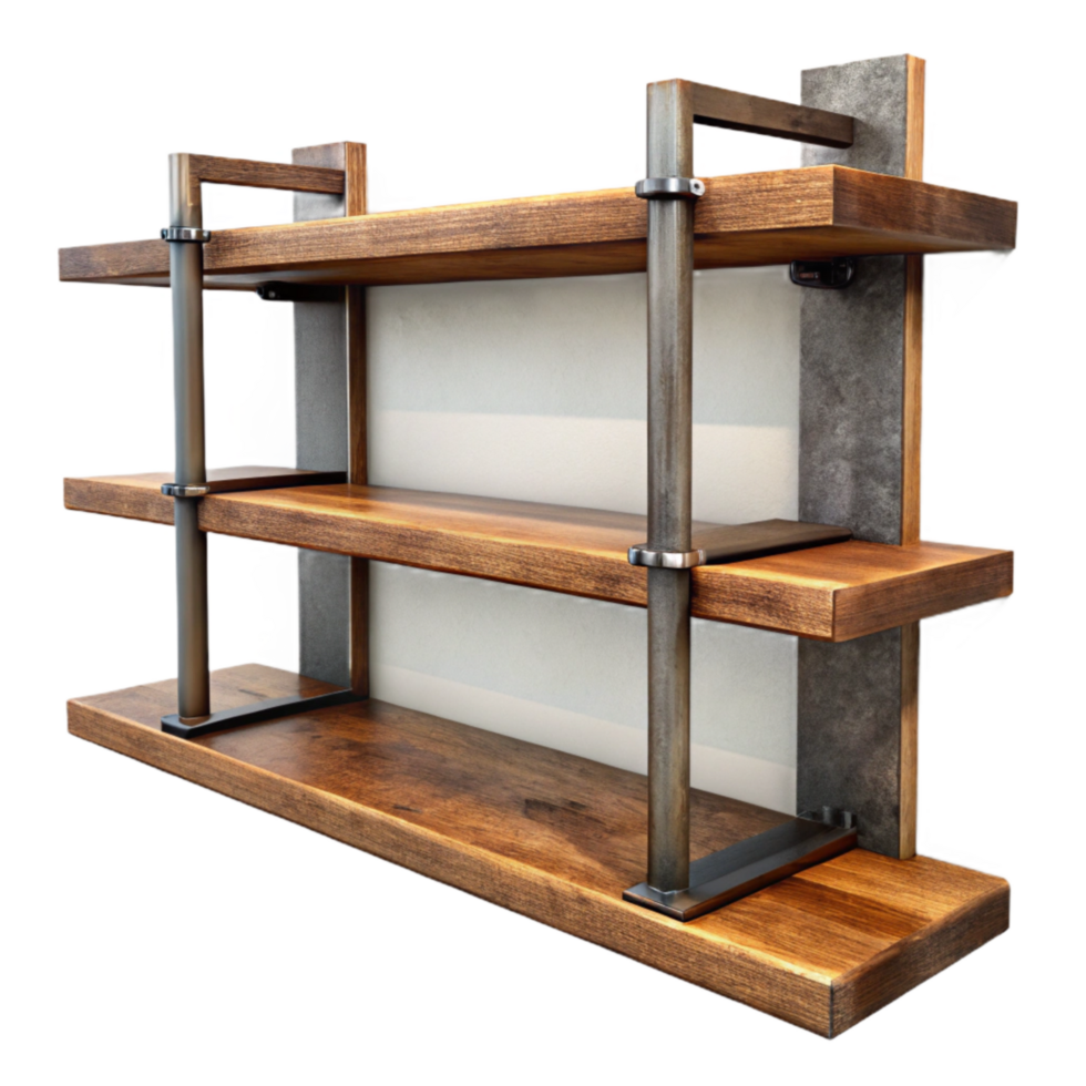 beautiful creative Wall Mounted Shelves Metal and Wood Transparent Background high quality png