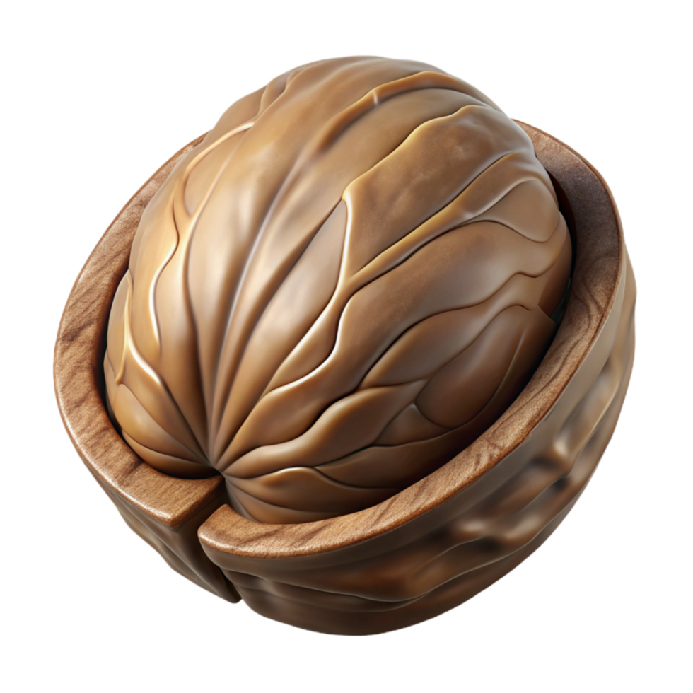 serene classic Walnut Nut Brown Cutout on Transparent Background with Shell detailed png