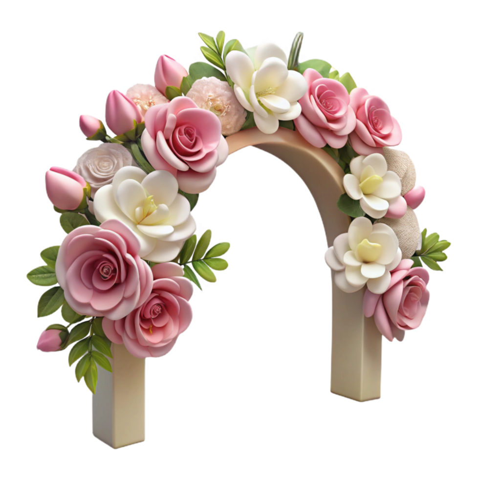 extraordinary creative Wedding Arch Floral Decorated White and Pink Isolated detailed png