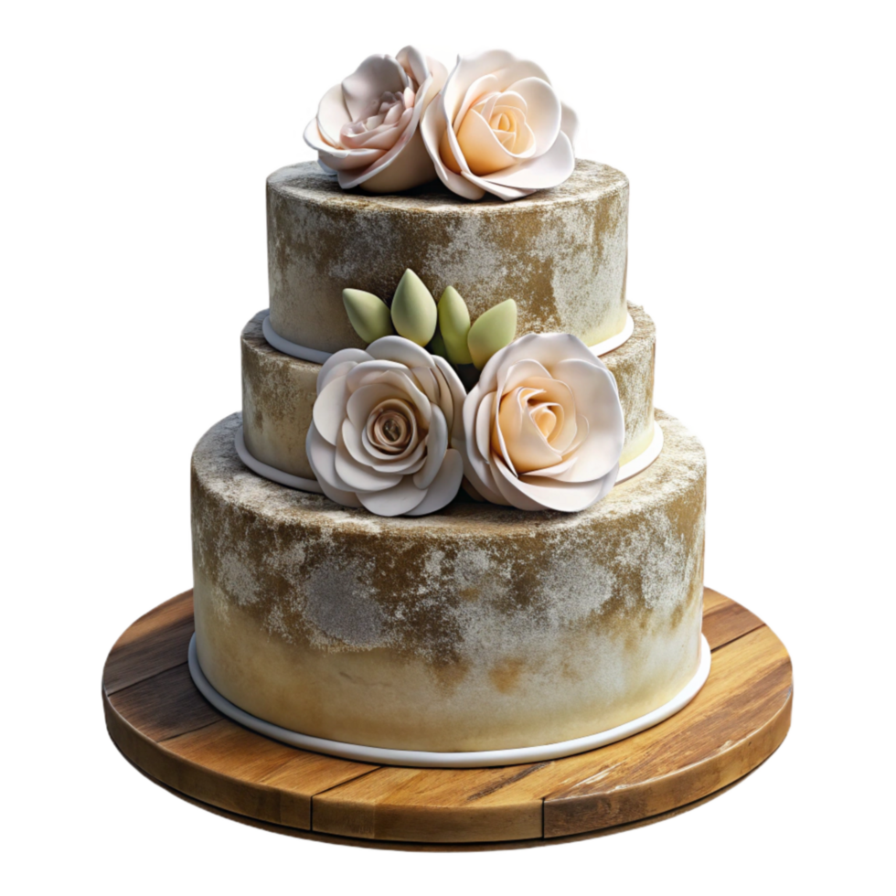 beautiful abstract Wedding Cake White Tiered with Flowers Transparent Background exclusive png