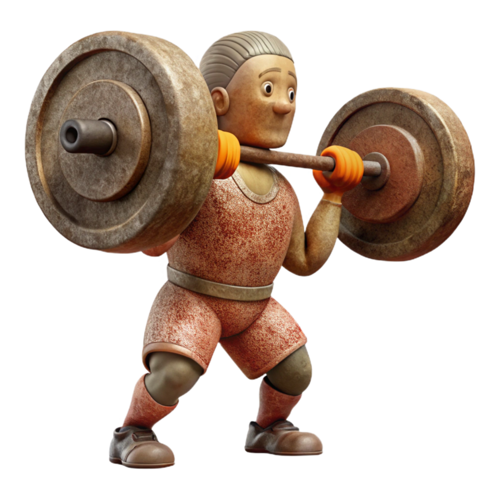 serene creative Weightlifter Lifting Barbell Side Angle Isolated exclusive png