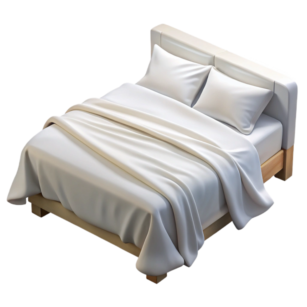 serene classic White Bed Linen Crisp Texture Transparent Background authentic png