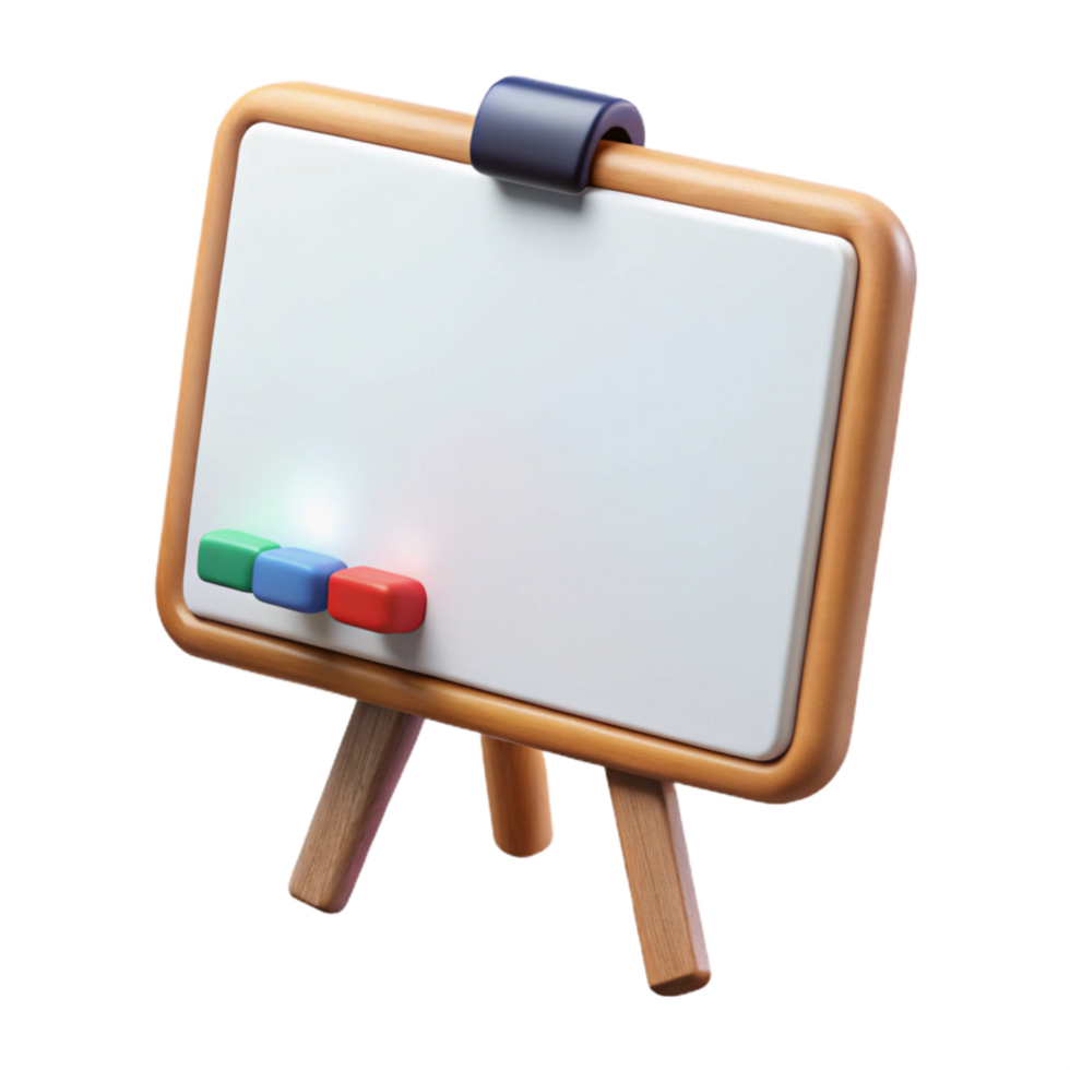 serene rustic Whiteboard with Erasable Markers Isolated on Transparent Background genuine png