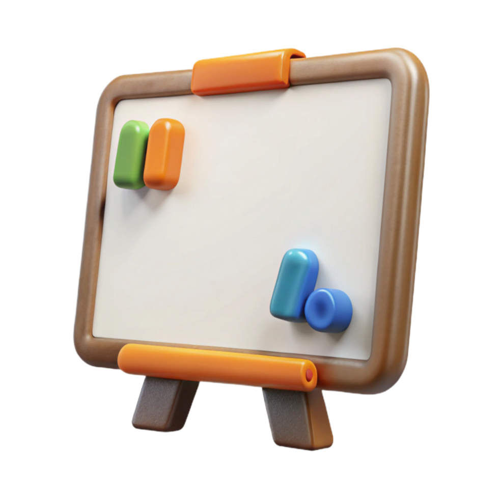 dramatic minimalist Whiteboard with Magnetic Letters Isolated on Transparent Background premium png