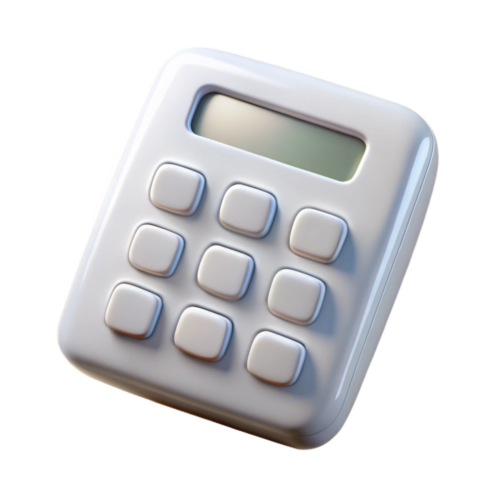 serene classic White Calculator Top View Isolated on Transparent Background exclusive png