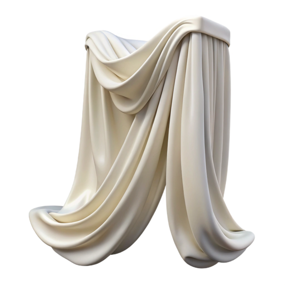 magnificent abstract White Curtains Flowing Fabric Isolated Element 4K png