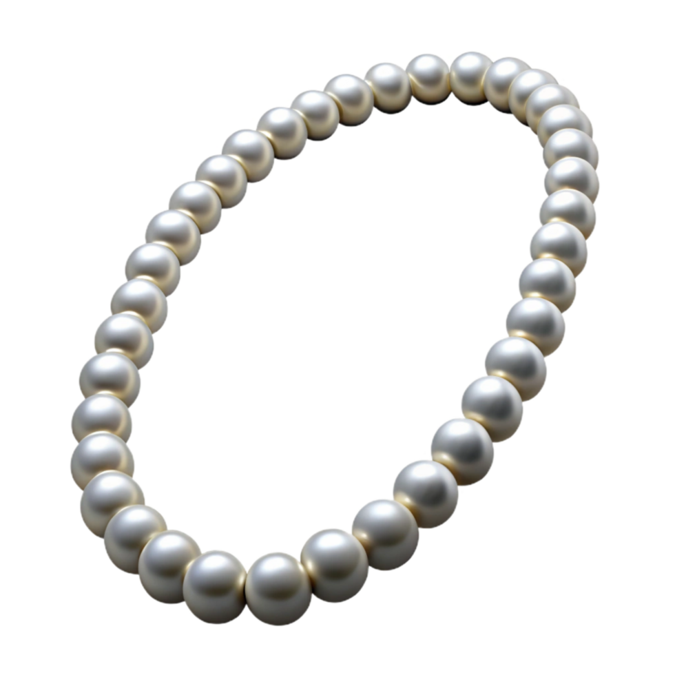 beautiful creative White Pearl Necklace Close Up Isolated on Transparent Background high quality png