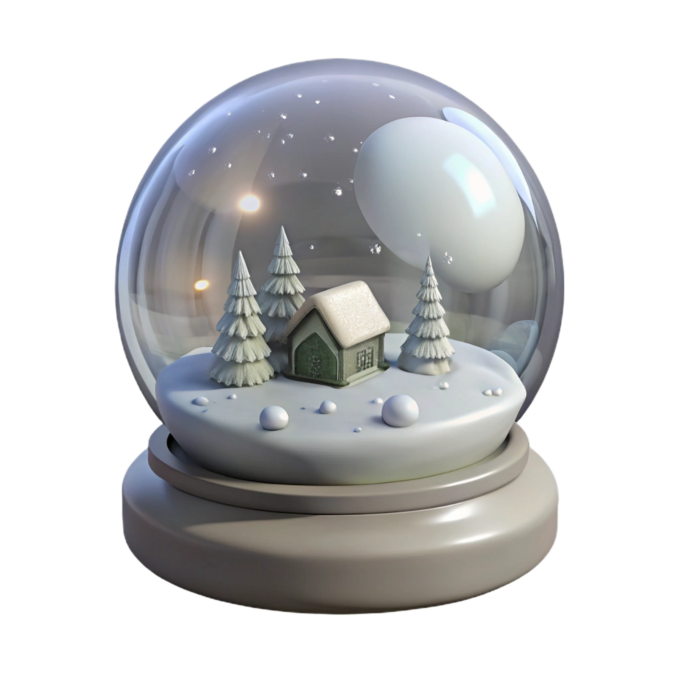 vibrant creative White Snow Globe Cutout with Winter Scene 4K png