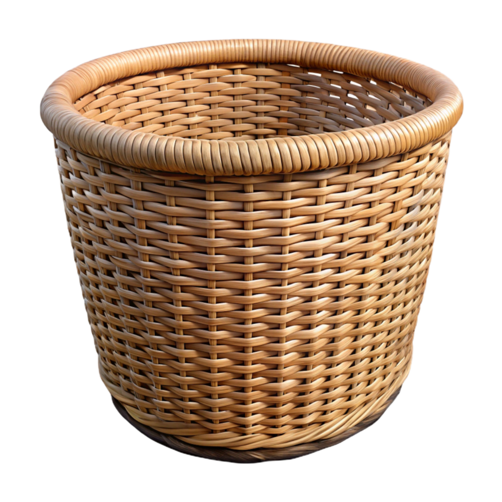 impressive rustic Wicker Laundry Basket Woven Texture Transparent Background authentic png