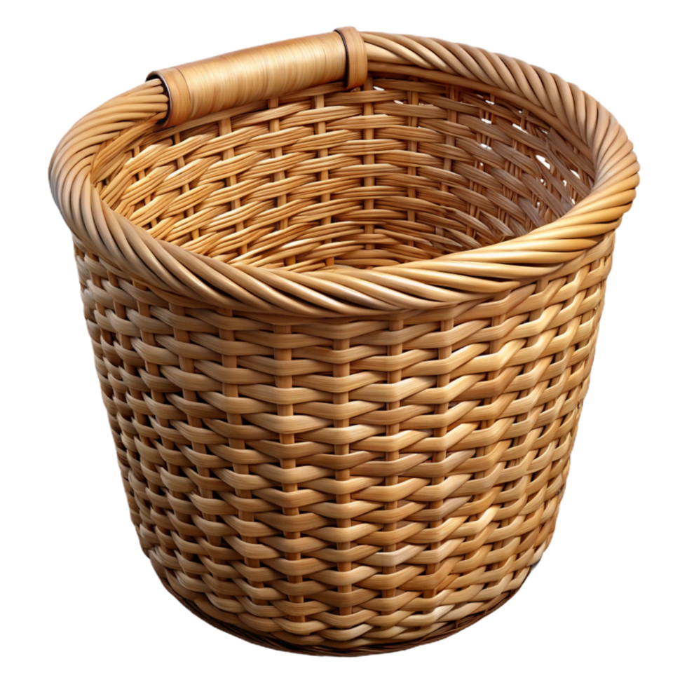vibrant artistic Wicker Laundry Basket Woven Texture Transparent Background premium png
