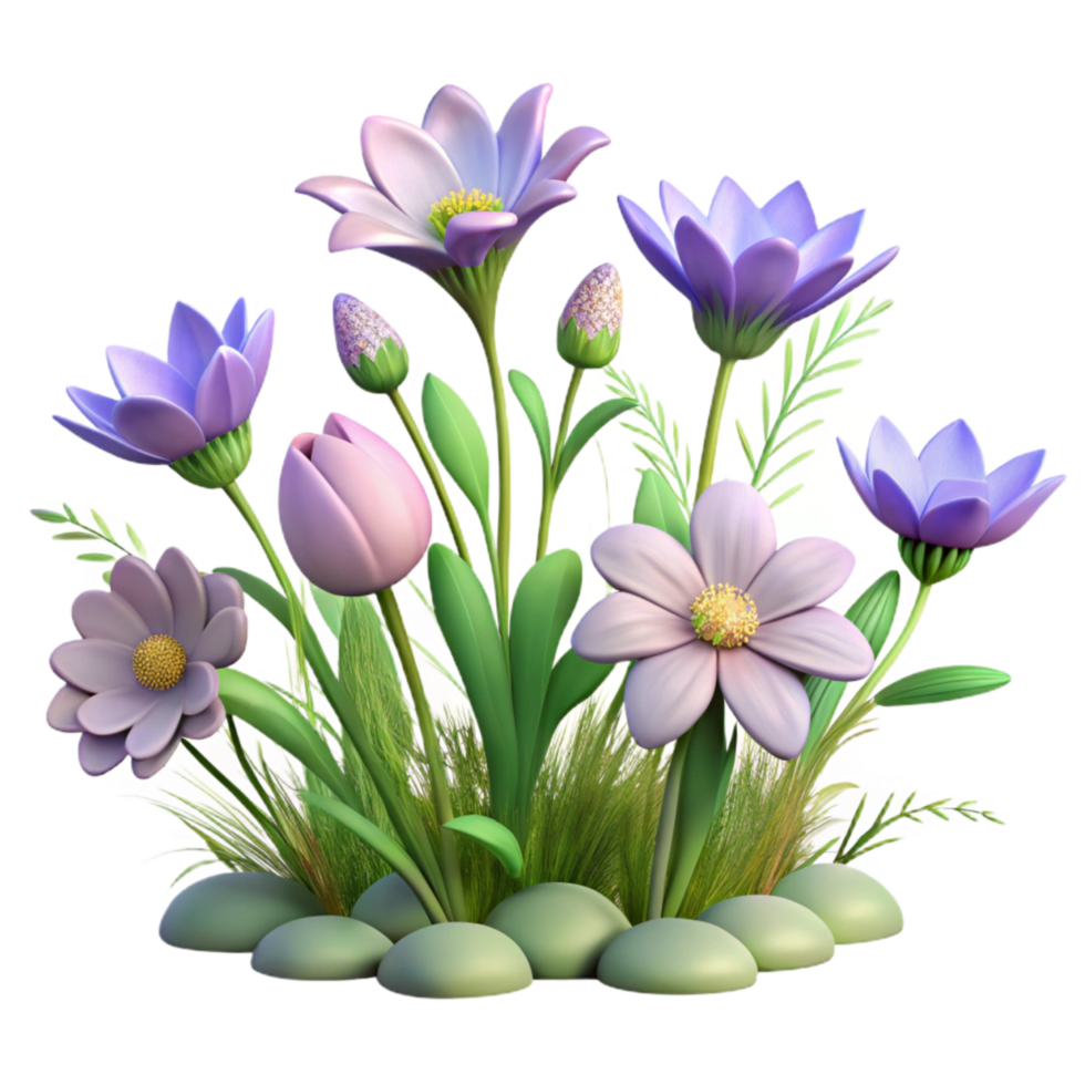 dramatic traditional Wildflower Meadow Isolated on Transparent Background high resolution png