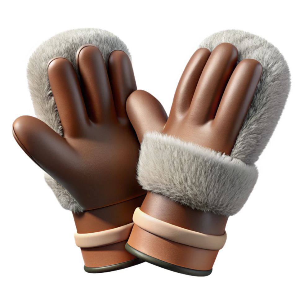 extraordinary modern Winter Gloves with Fur Trim Transparent Background original png