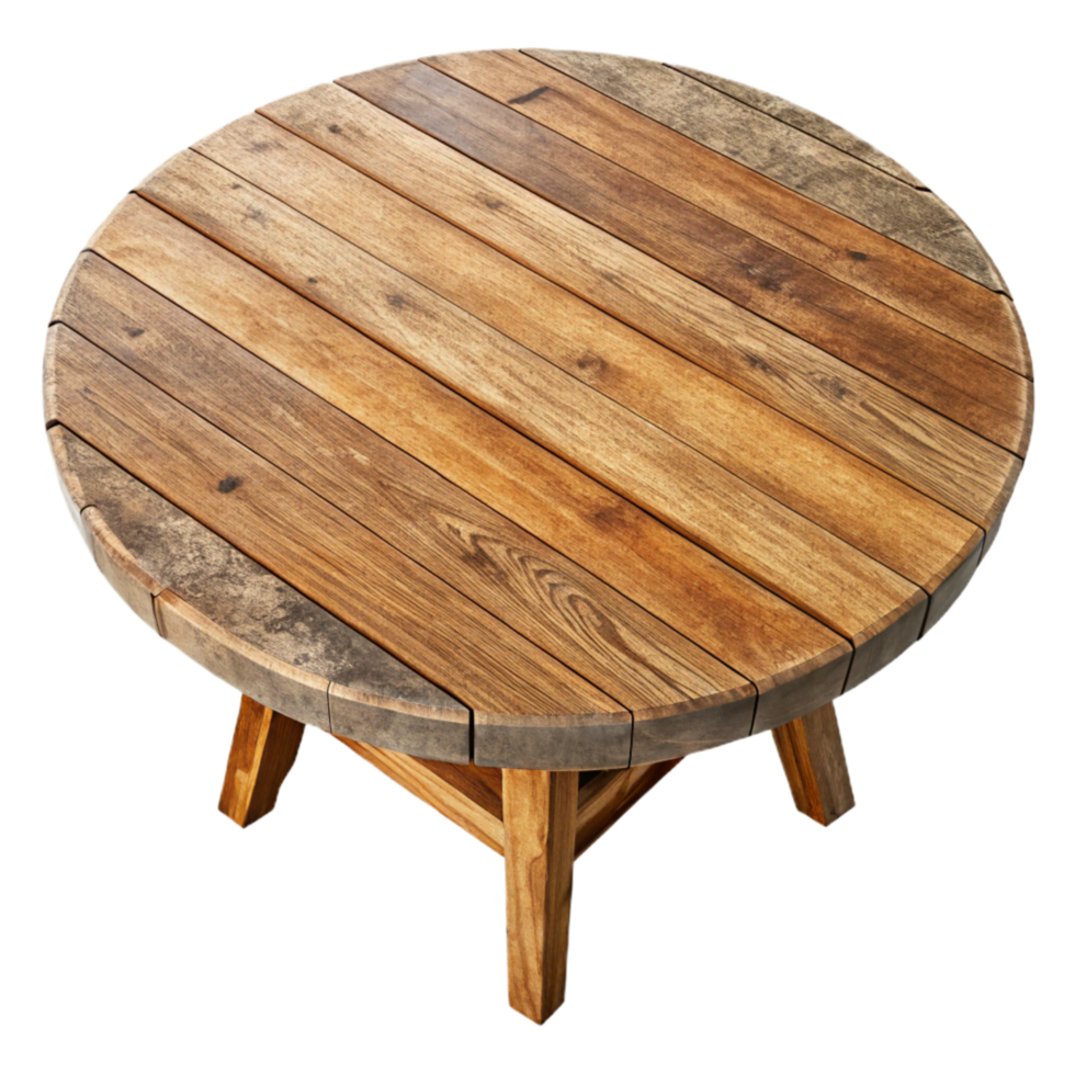wonderful minimalist Wooden Dining Table Set Top View Transparent Background authentic png
