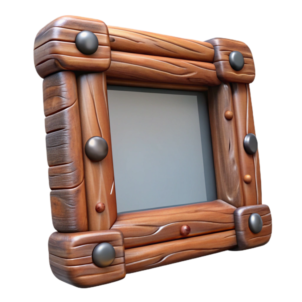 stunning traditional Wooden Picture Frame Rustic Design Isolated Element 4K png
