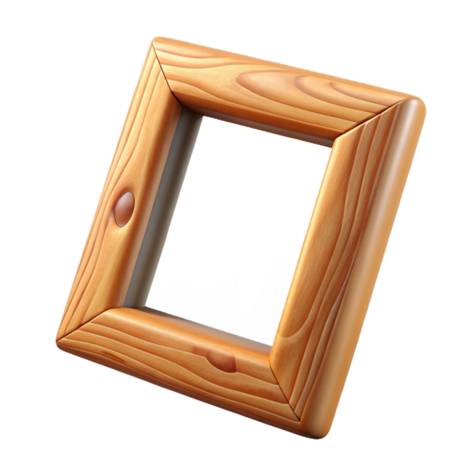 impressive modern Wooden Picture Frame Simple Design Isolated Element 4K png