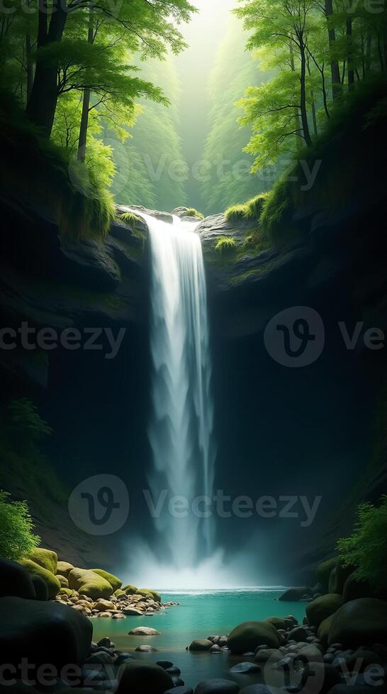 Breathtaking Waterfall Nature Scene Perfect for Stunning Phone Wallpaper Design photo