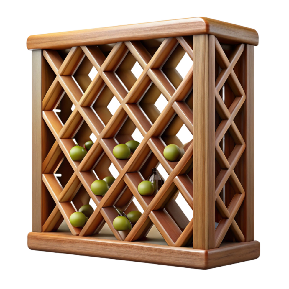 stunning artistic Wooden Wine Rack Lattice Design Transparent Background high quality png