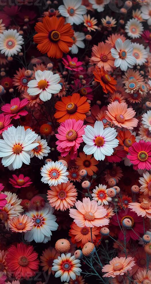 Vibrant Flower Phone Wallpaper Featuring Bright Multicolored Blooms and Petals photo