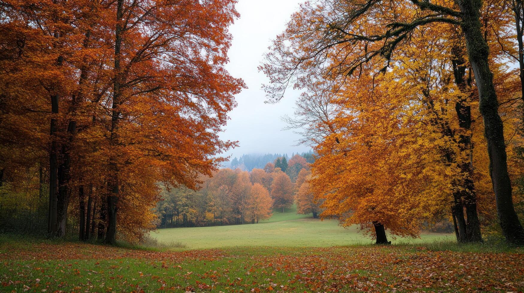 Trees in autumn foliage outside Zurich Switzerland photo