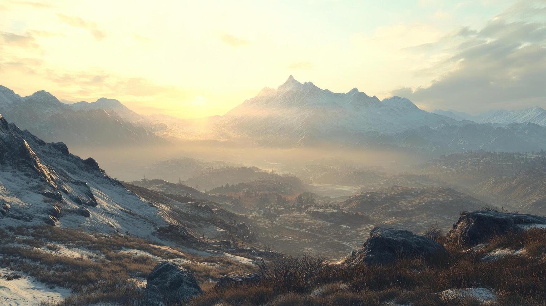 sunrise in the mountain photo
